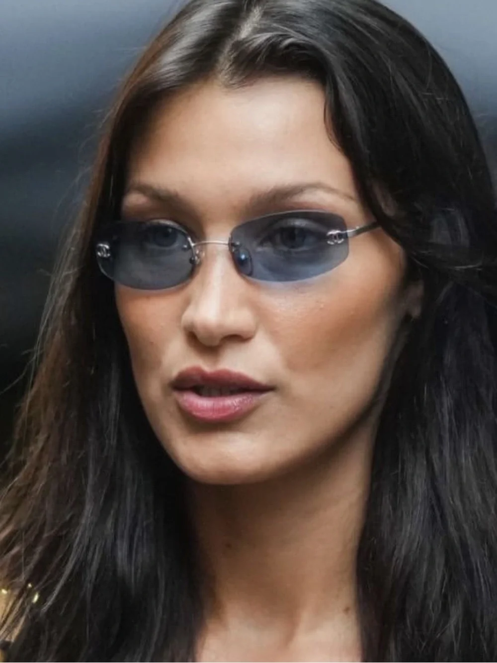 CHANEL🩵Rimless Oval Sunglasses - Blue Lenses with Silver Accents #104